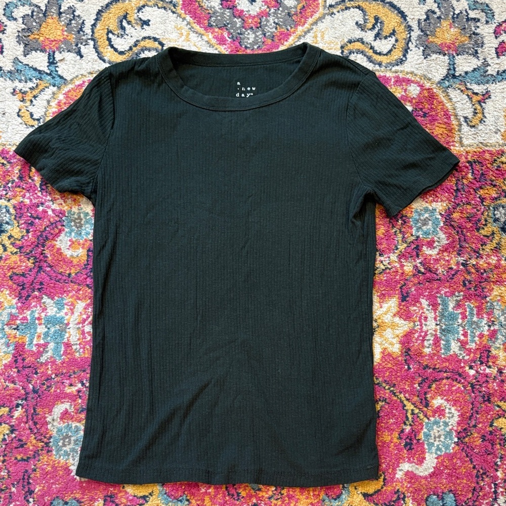 a new day Charcoal Ribbed Short Sleeve Tee